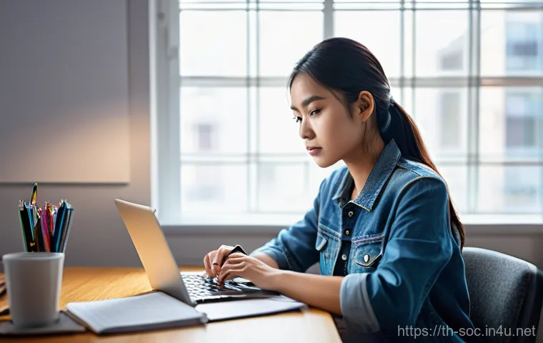 보안관제센터 이직 성공 전략 - **Prompt 1: Focused Cybersecurity Study**
    "A determined young Thai woman in her early twenties, ...