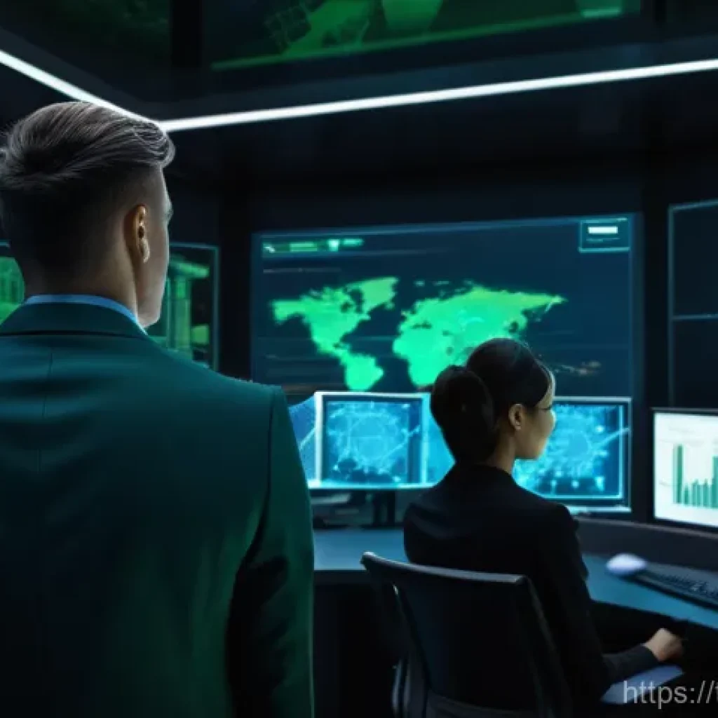 보안관제센터 인턴십 경험 후기 - **Prompt:** "A diverse team of skilled cybersecurity analysts, both male and female, in a high-tech,...