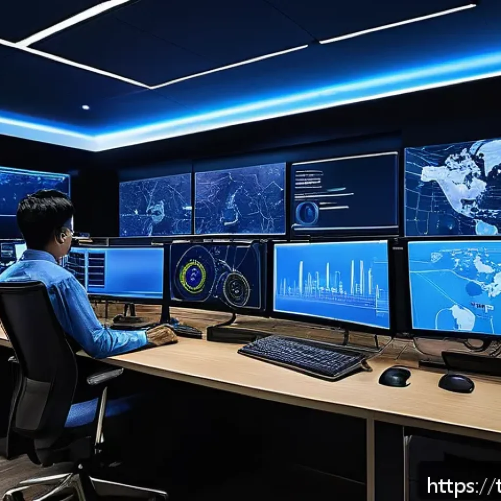 보안관제센터 실무 지식 정리 - A high-tech Security Operations Center (SOC) team actively monitoring cyber threats in a modern offi...